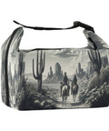 Cowboy Desert Inspired Insulated Lunch Bag With Horse Ride Design, large capacity, durable, desert landscape print