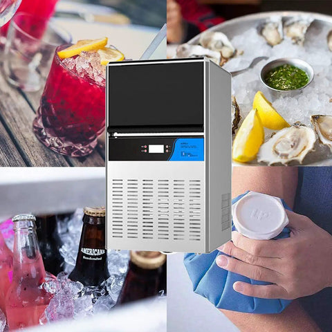 Portable Countertop Nugget Ice Maker For Home Kitchen self cleaning, compact machine for chewable ice, ideal for cocktails and soda.