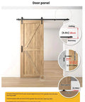 Heavy Duty Sliding Door Track Kit With Carbon Steel Rail For Space Saving Design in Garages and Wardrobes with door panel measurements.
