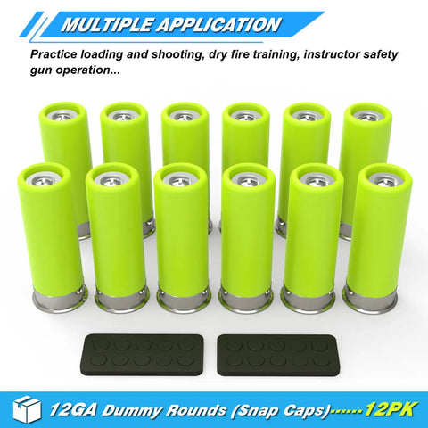 12 Gauge Snap Cap Dummy Rounds For Safe Gun Training Dry Fire Practice And Malfunction Drills With Closed Weight And Precise Size Pack Of 12