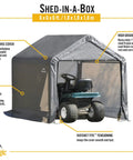 6x6 Foot Shed In A Box All Season Steel Peak Roof Outdoor Storage Shed With Waterproof Cover And Heavy Duty Reusable Auger Anchors Built To Last Against Wind Rain Snow Grey