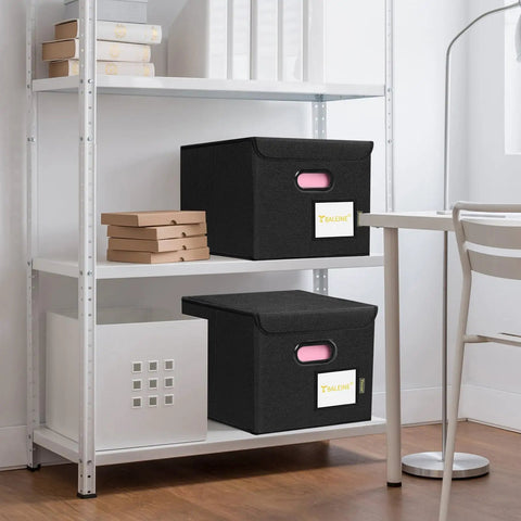 Collapsible File Organizer Box With Lid Featuring Slick Glide Rails For Letter Size Documents Made From Sturdy Polyester To Keep Your Desk Files Nifty And Totally Legit Neat