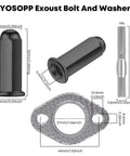 GY6 Exhaust Bolt Kit With Gasket For 50cc To 150cc Scooters ATVs Go Karts Moped Quad Dune Buggy And More Fits GMB139 Engine 50cc 70cc 90cc 110cc 125cc 150cc Taotao Sunl Coolster Jonway Roketa, M6 bolts and gasket
