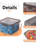 10 Pack Small Plastic Storage Containers With Lids Black Square Mini Boxes For Beads Crafts Jewelry Findings Stickers Tiny Tools And Small Items Stackable Organizer Bins showing 3.07 inch size, lock design, and filled with beads.