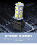 Lit 10 Pack 3156 3157 LED Tail Lights With 18 SMD Chips 6500K White DC12V, showcasing super bright 18-SMD on circuit board.