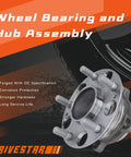 Rear Wheel Hub And Bearing Assembly Pair For Honda Accord 2008 To 2012 And Acura TSX 2009 To 2014, 5-Bolt Lugs, ABS Encoder