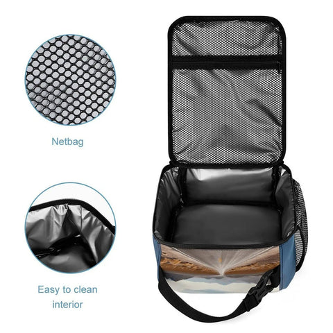 Open Reusable Insulated Lunch Box With Side Pocket And Detachable Handle For Work Picnics And Camping Large Capacity Tote Bag For Meals On The Go