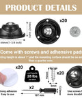 Hella Durable Self Adhesive Caster Wheels One Inch Swivel Plates with mounting details, screws, and adhesive pads.