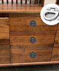 Flush Ring Pull Handles 43.5mm Zinc Alloy Flush Pull Slam Latch With Screws For Drawer Sliding Door Dark Silver Finish