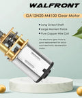 Beefy Torque Low Noise Micro Gear Motor With M4x100mm Threaded Output Shaft For DIY Robot Cars And Mechanical Arms Prime Precision Motor For Robotics Projects And Automation. GA12N20-M4100 gear motor, metal gears, pure copper coil