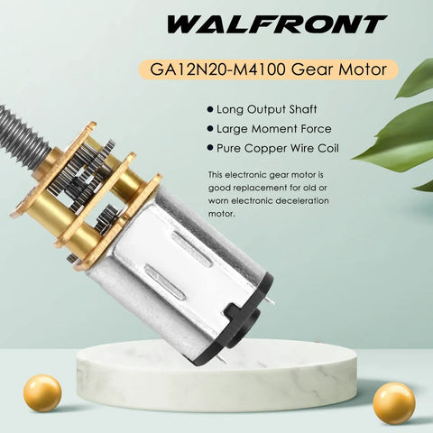Beefy Torque Low Noise Micro Gear Motor With M4x100mm Threaded Output Shaft For DIY Robot Cars And Mechanical Arms Prime Precision Motor For Robotics Projects And Automation. GA12N20-M4100 gear motor, metal gears, pure copper coil