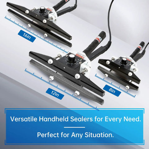 Killer Portable Handheld Heat Sealer For Mylar And Foil Bags Eight Inch Wide Jaw Super Easy Grip Fast Heat Up on display.