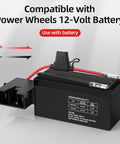 Replacement Wire Harness Connector For 12V Power Wheels Battery With 12 AWG Wire And Three Replaceable Fuses shown with battery