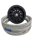 Premium Heavy Duty Pulley Drive Belt Combo For Woods RD72 RD72E RM660 Mowers With Precise Oem Parts For Smoother Cutting Action And Easy Install To Restore Performance Skip Repair Shops To Save Cash And Dominate Your Yard Maintenance Today, gray belt and black pulley