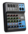 Five Channel DJ Mixer With Bluetooth USB Audio Interface And 48V Phantom Power FX Reverb And Delay Effects For Streaming