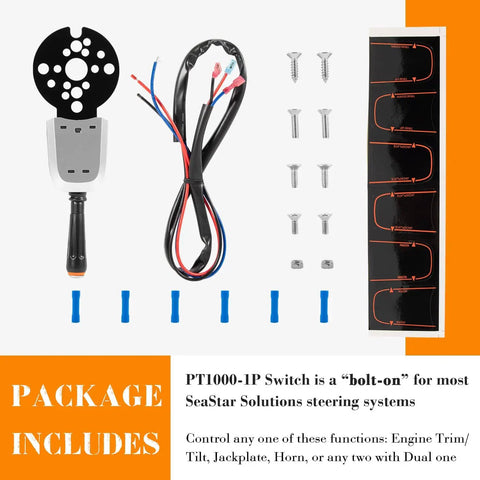 Blinker Style Bezel Switch PT1000-1P For Engine Trim And Jack Plate, Fits SeaStar Hydraulic Steering And Tilt, Cable Ready, Replacement For SeaStar Protrim PT1000-1P, Durable Stainless Bracket, Plug And Play Marine Dash Install