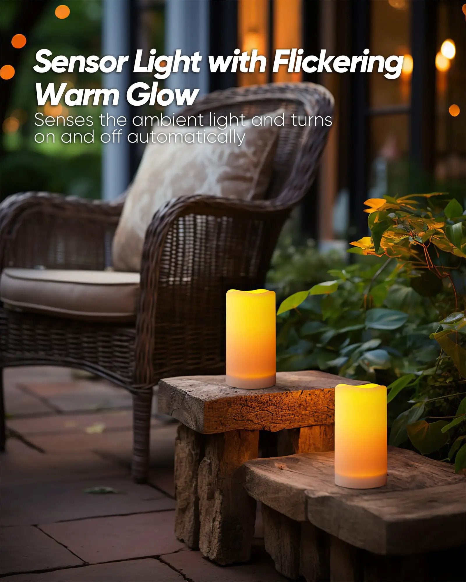 Lit Outdoor Solar Pillar Candles 3x6 Inches For Garden ✓