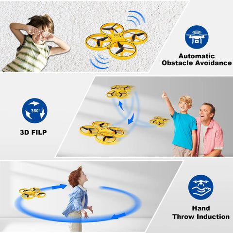 Gesture Control Drone For Kids Hand Sensor RC Quadcopter With Smart Watch Control, 360 Degree Flips, LED Lights, 3 Modes featured