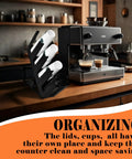 Two Pack Paper Cup And Lid Holder 4 Compartment Disposable Cup Dispenser Space Saving Countertop Organizer in kitchen