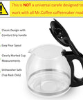 12 Cup Glass Replacement Carafe For Mr Coffee 12 Cup Coffee Makers SK12 SK13 EHX23 JWX31 SJX23 SJX39 Replaces PLD12 RB