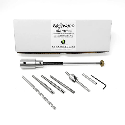 Top Shelf Pen Turning Mandrel And Deluxe Barrel Trimmer Kit Built For Shopsmith Machines with precision metal tools and accessories.