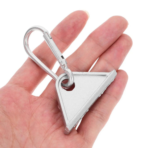 Top Notch Silver Aluminum Triangle Sliding Hooks For T Slot Tracks shown in hand, highlighting durability and size.
