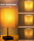 Pair Of Touch Lamps With USB Port And Outlet, 3 Way Dimmable Bedside Lamps showing different brightness levels, LED Bulbs Included