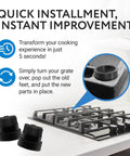 20 Pack Rubber Grate Feet Replacement for Stoves and Ranges, Heat Resistant, Easy 15 Second Install shown on stove surface