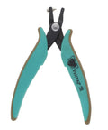 Metal Hole Punch Pliers With Gauge Guard For 22 Gauge Sheet Metal front view, teal handles, tool for jewelry making.