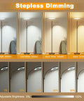 Upgraded 42W 4000LM LED Floor Lamp With Remote And Touch Dimming demonstrating various color temperatures and brightness levels