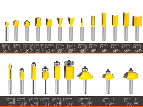 Complete Pro DIY Woodworking Router Bit Set With Quarter Inch Shank 35 Piece Set For Edge Routing And Joinery