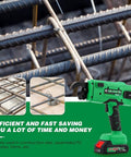 Heavy Duty Cordless Rebar Tying Gun With Auto Wire Feeding For Rapid Steel Tie Work, close-up on rebar tie, showcasing tool design.