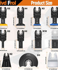 Trivd Frol oscillating saw blades kit, 121‑pc set with assorted blades; fits Bosch/DeWalt/Ryobi/Milwaukee