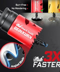 Half Inch HSS Bi Metal Hole Saw Kit With Shark Tooth Cutters For Wood Drywall PVC And Thin Metal Drilling Heavy Duty Tool displayed with sharp angled blade design.