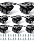 Zero Hassle 8 Pack Heavy Duty 1 Inch Caster Wheels With Low Profile Plate And 360 Degree Swivel Action, black metal mounts and screws included.