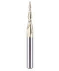 SpeTool tapered ball-nose end mill, 1/4 in shank, 1/32 in radius, ZrN coated, side view
