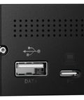 Black USB ports on a sleek surface, part of the Sleek Black Portable Replikator Usb C Notebook All In One Laptop featuring plug and play.