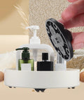 Image of Swivel Caster Wheels 360 Degree Rotation Self Adhesive 12pcs Mini on a rotating tray with personal care bottles.