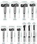 Beast Mode 10 Piece Forstner Bit Set For Woodworking With Triple Flute Carbide Tipped Bits And Round Shank Includes Ten Sizes