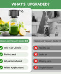 Comparison of Mason Jar Vacuum Sealer 2.0 with one-touch control and 3 In 1 Mason Jar Vacuum Sealer Kit with One Touch Auto Pump Seals
