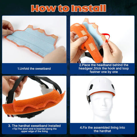 How to install hard hat sweatband set 3 pack washable liner replacement for welding helmets flame retardant cotton