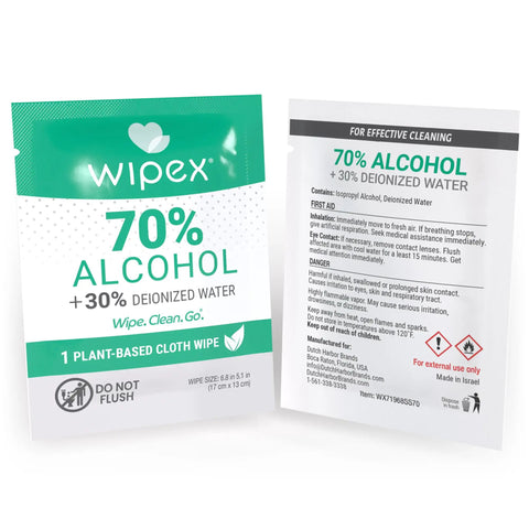 70 Percent Isopropyl Alcohol Wipes Individually Wrapped Sachets For Electronics And Tech Gear Dispensing Box 100 Count Pack Quick Drying IPA Wipes For Screens And Surfaces front view of sachets