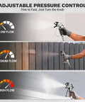 Adjustable pressure control on Heavy Duty 700W Electric Airless Paint Sprayer for precise flow adjustments during painting.