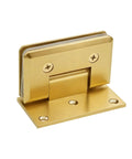 Brass Shower Door Hinge With 90 Degree Offset For Frameless Glass, Wall Mount For 5/16 To 1/2 Inch Tempered Glass, Heavy Duty Hardware, Gold