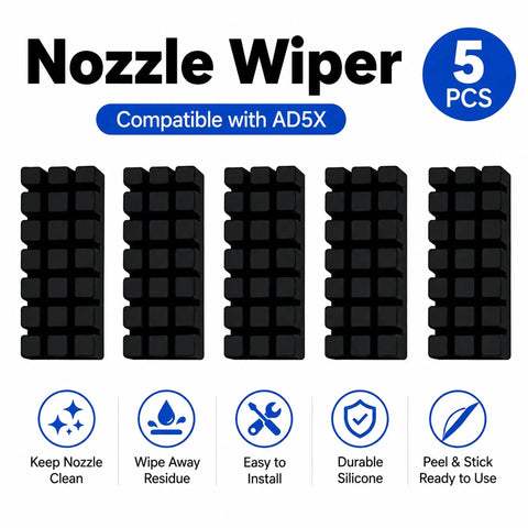Top Shelf 3D Printer Tool Kit Featuring Slick Nozzle Cleaning Brushes And Heavy Duty Clog Poke Needles For Spotless Hotend Care And Hassle Free Daily Maintenance Gear, set of 5 silicone nozzle wipers for cleaning.