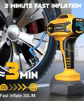 Cordless 160 PSI Tire Inflator Air Compressor With Digital Pressure Gauge Battery Powered Electric Pump inflating car tire