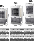 Portable Evaporative Air Cooler With Oscillating Louvers And Boosted Airflow in three sizes; 55L, 60L, 80L for summer cooling.
