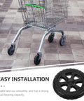 Shopping cart on pavement with 6.7 inch folding shopping cart wheels replacement for grocery carts and trolleys, easy install