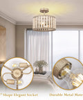 Boho Farmhouse 2 Light Wood Beaded Semi Flush Mount Ceiling Light in Deep Oak Rustic Chandelier in cozy bedroom setting