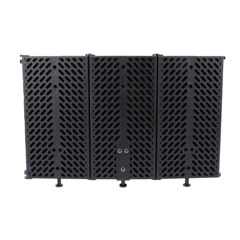 Foldable Soundproof Recording Panel With Abs And Eva Foam Acoustic Treatment Stand Mount Vocal Booth Panel, black perforated design, 255x138mm.
